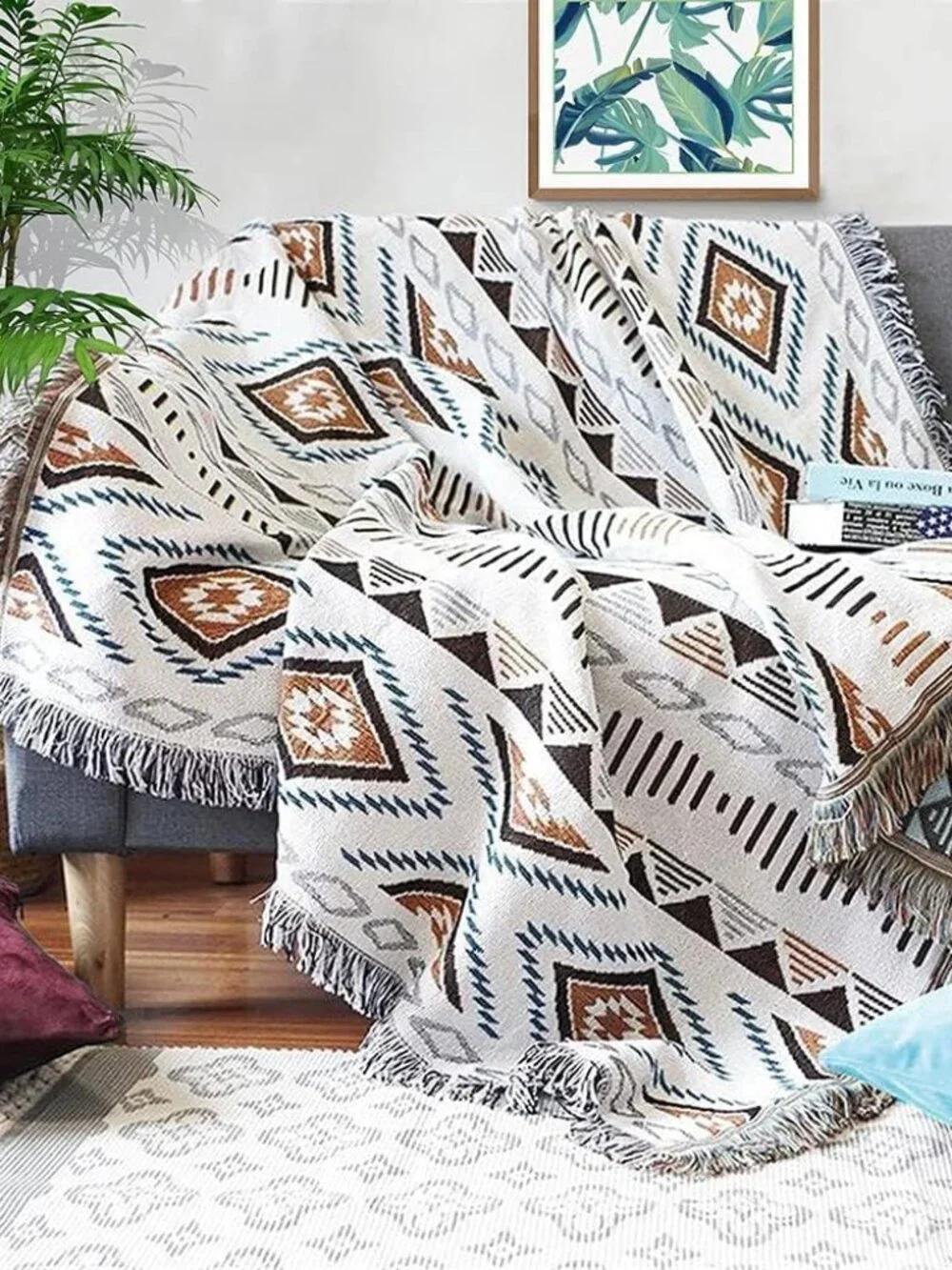 Aztec Southwestern Throw Blanket, Native American Cover 51